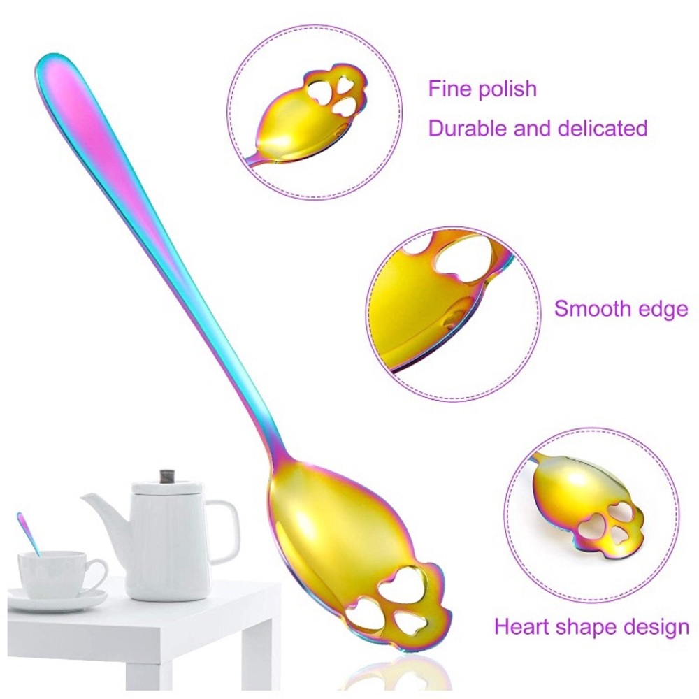💀 Iridescent Rainbow Skull Colorful Sugar Spoon